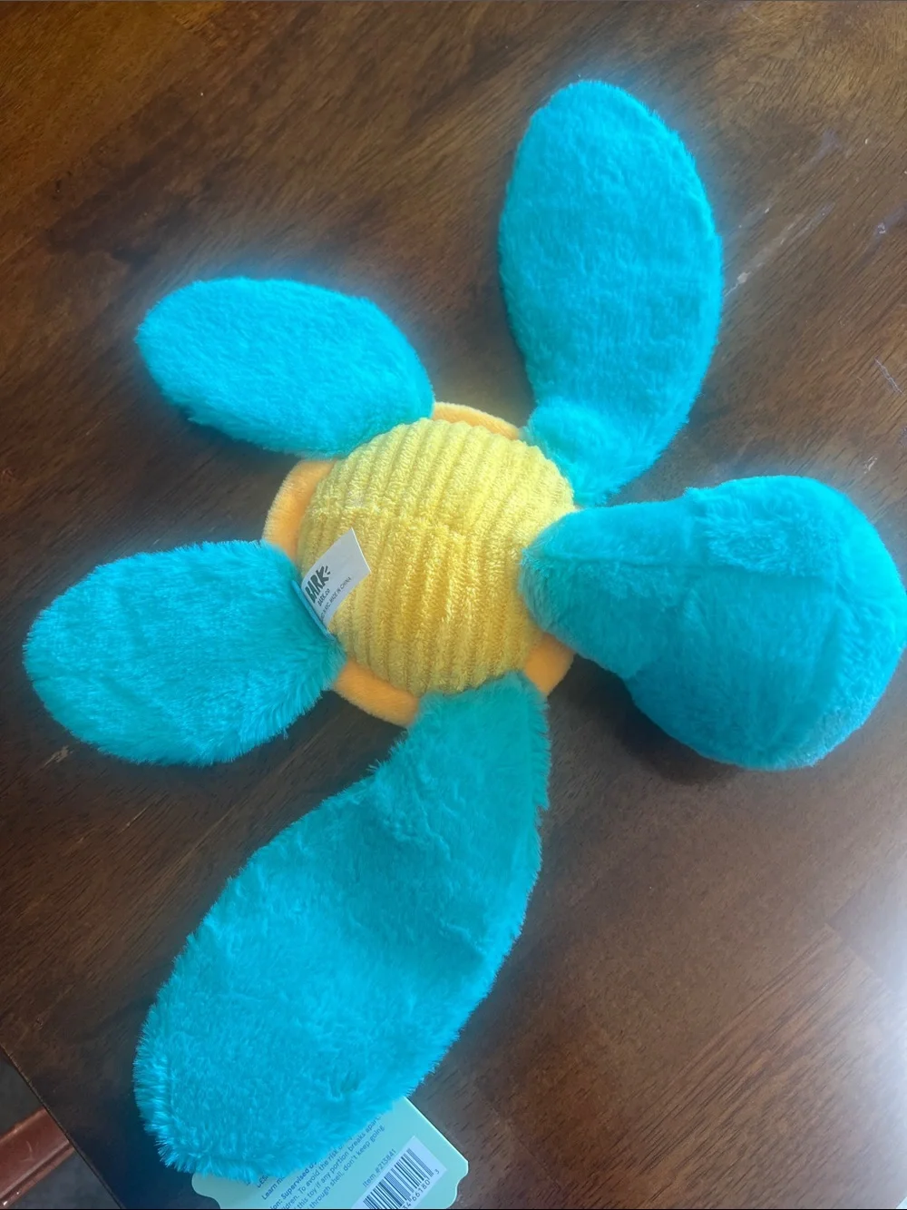 Plush Sea Turtle Toy - Teal and Yellow - dog toy